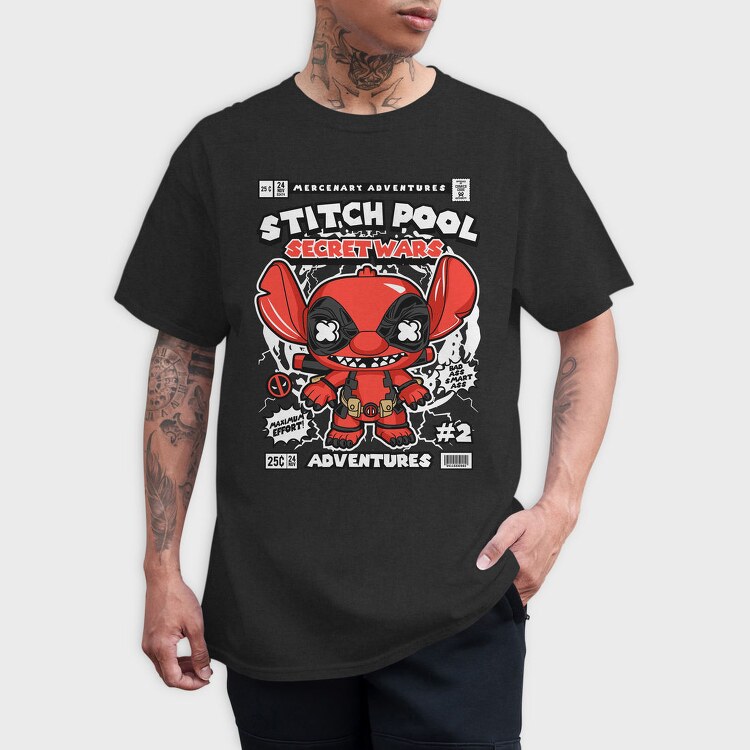 Deadpool Stitch Adventures, Tricou Barbati (Unisex)