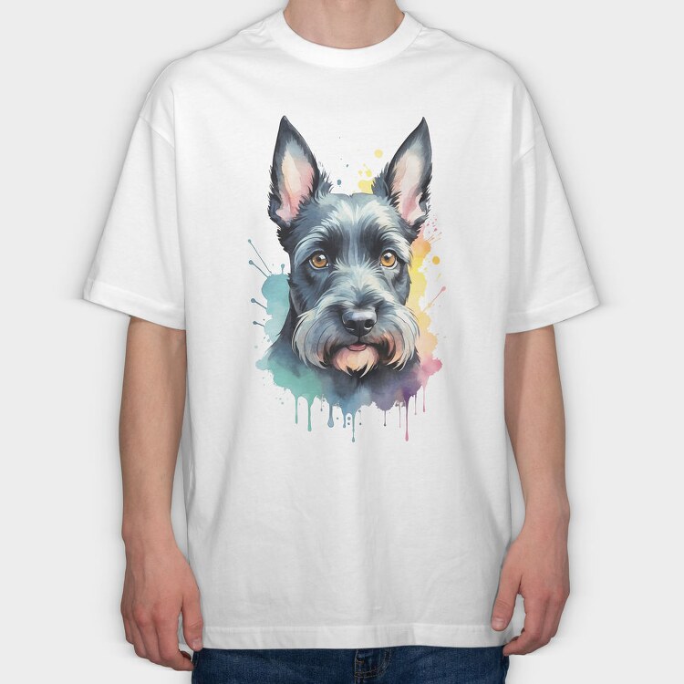 Scottish Terrier Color Splash, Tricou Oversize Barbati (Unisex)