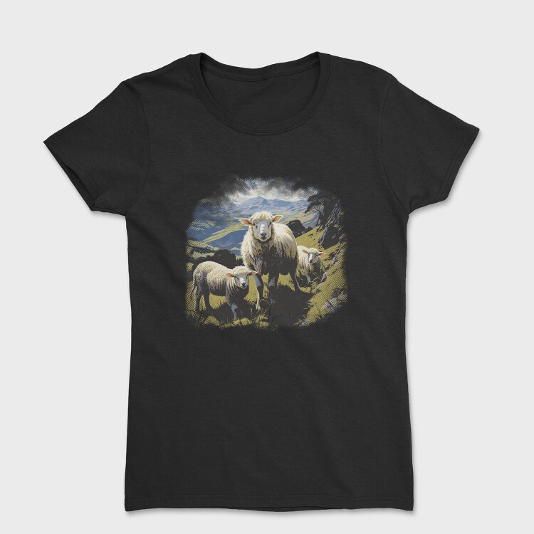 Sheep And Lambs Hillside, Tricou Femei