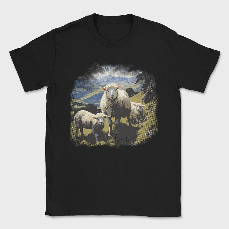 Sheep And Lambs Hillside, Tricou Barbati (Unisex)
