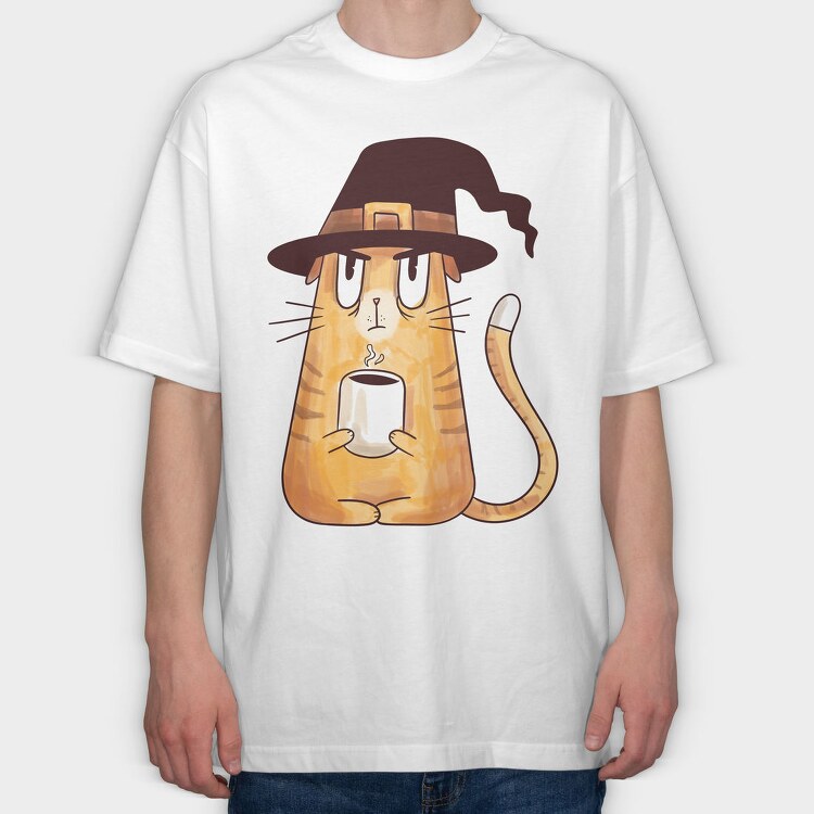 Serious Witch Grumpy Cat, Tricou Oversize Barbati (Unisex)