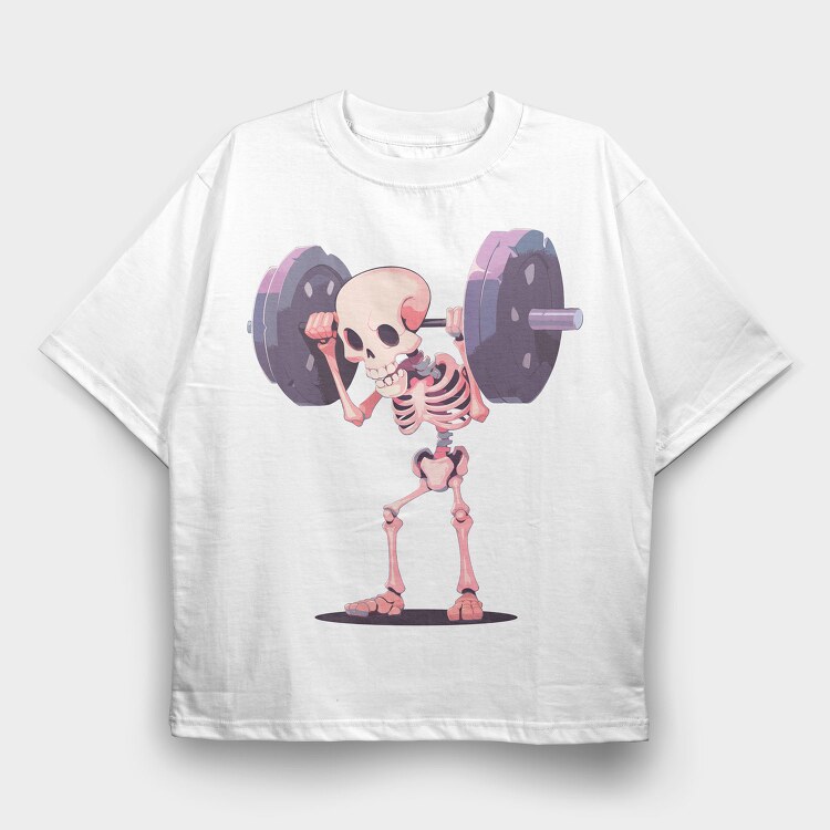 Humorous Weightlifting Skeleton Skelleton Lifting, Tricou Oversize Barbati (Unisex)