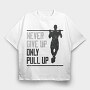 Silhouette Doing Calisthenics Only Pullup, Tricou Oversize Barbati (Unisex)