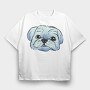 Shih Tzu Dog Portrait, Tricou Oversize Barbati (Unisex)