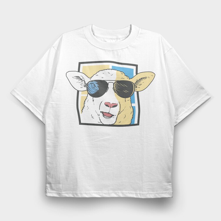 Sheep With Sunglasses, Tricou Oversize Barbati (Unisex)