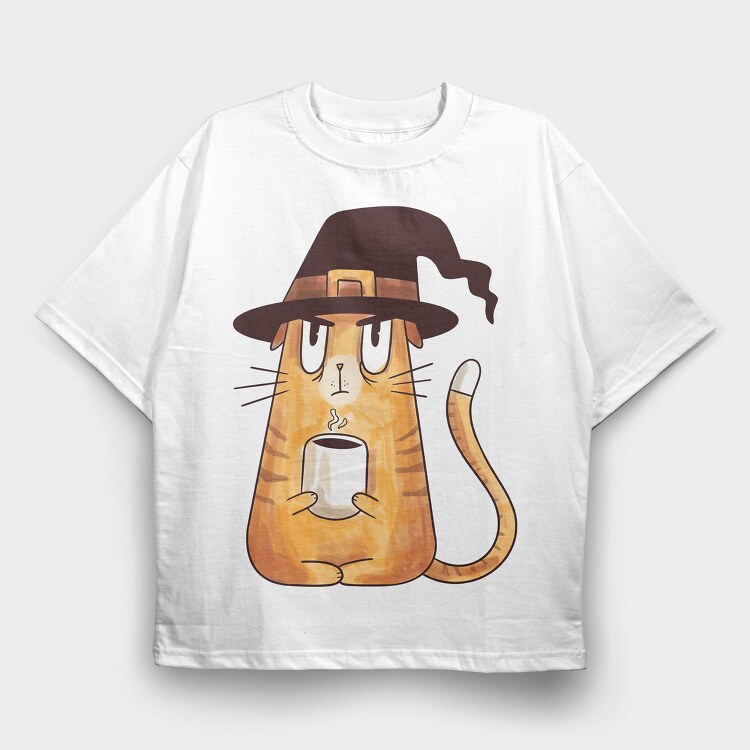 Serious Witch Grumpy Cat, Tricou Oversize Barbati (Unisex)