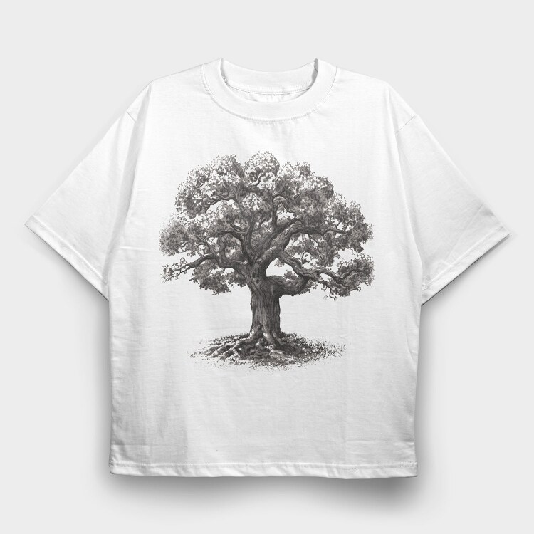 Serene Oak Tree, Tricou Oversize Barbati (Unisex)
