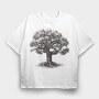 Serene Oak Tree, Tricou Oversize Barbati (Unisex)