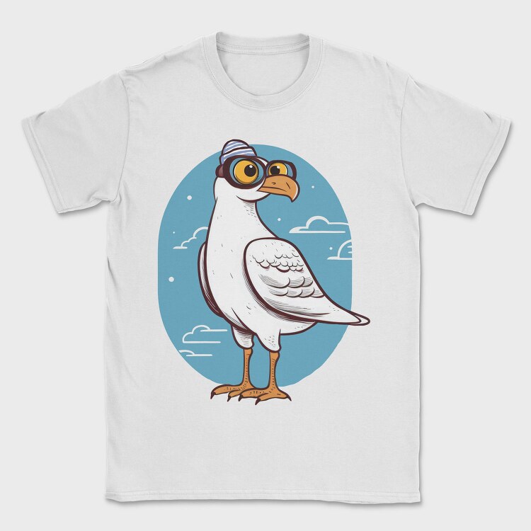 Seagull With Eyeglasses Character, Tricou Barbati (Unisex)
