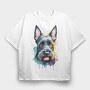 Scottish Terrier Color Splash, Tricou Oversize Barbati (Unisex)