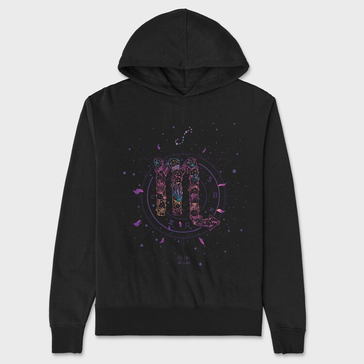 Scorpio Floral Zodiac Sign 08, Hanorac Oversize Barbati (Unisex)