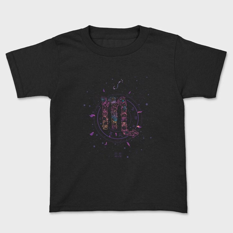 Scorpio Floral Zodiac Sign 08, Tricou Copii