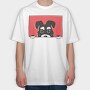 Peeking Schnauzer Dog, Tricou Oversize Barbati (Unisex)