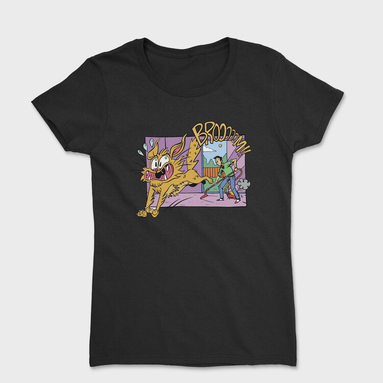 Scared Cat Funny Vacuuming, Tricou Femei
