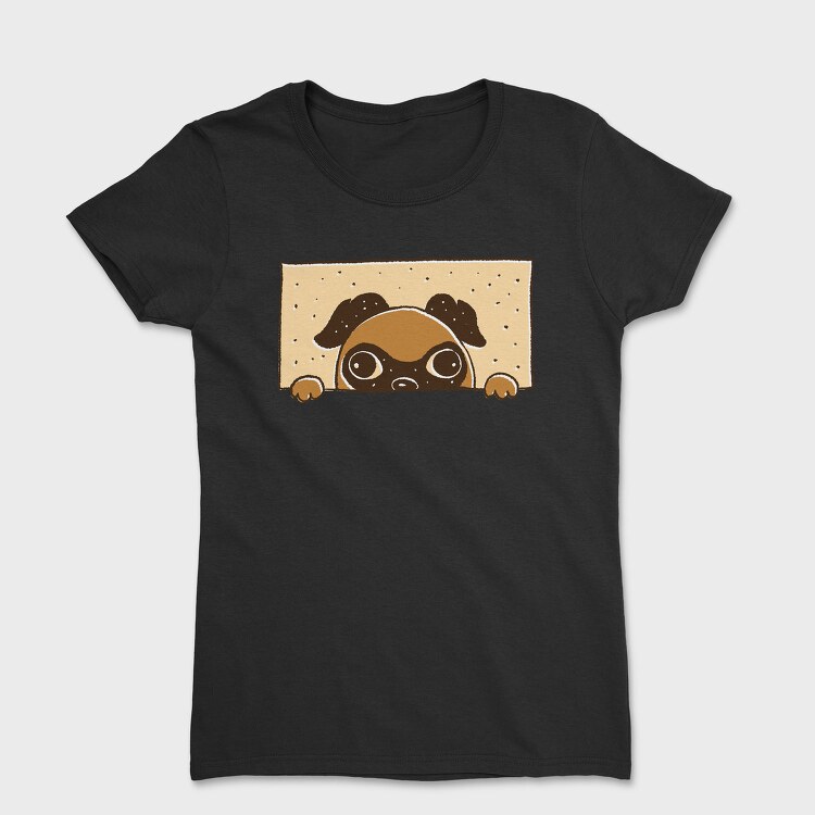 Peeking English Pug, Tricou Femei