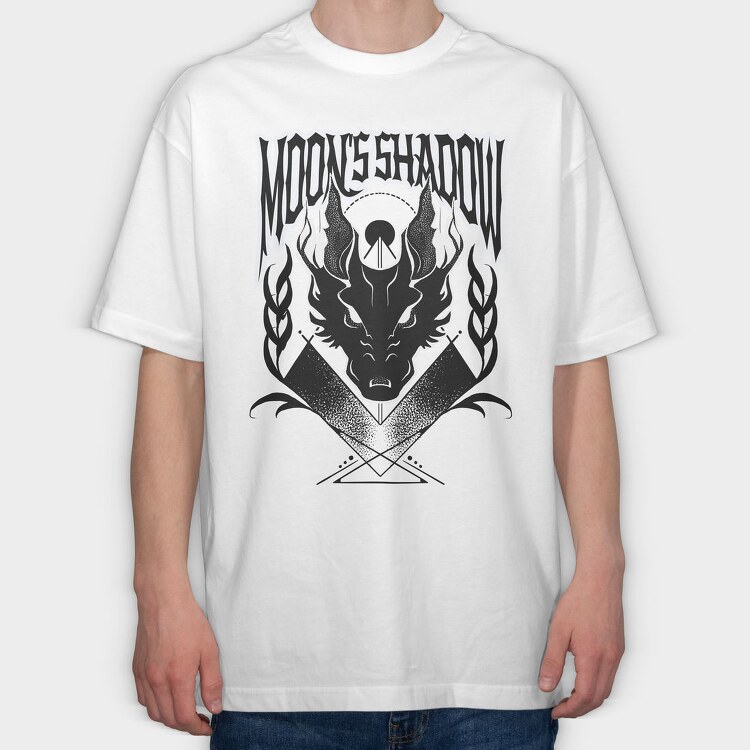 Scary Dragon Shadow Dark Animals Wolf Tote, Tricou Oversize Barbati (Unisex)