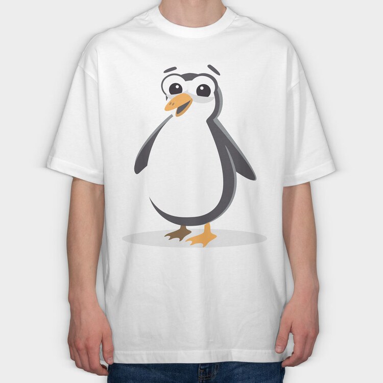 Penguin Smile, Tricou Oversize Barbati (Unisex)