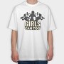 Gym Girls Can Too Quote Silhouette, Tricou Oversize Barbati (Unisex)