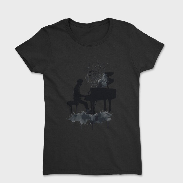 Piano Man Silhouette Grunge, Tricou Femei