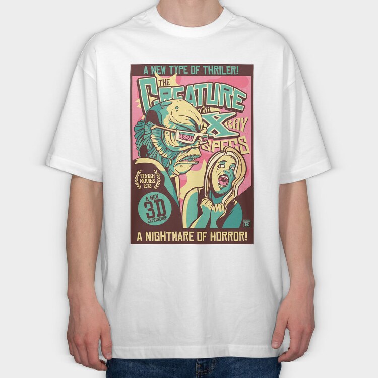 Scary Creature Retro Poster X Rays, Tricou Oversize Barbati (Unisex)