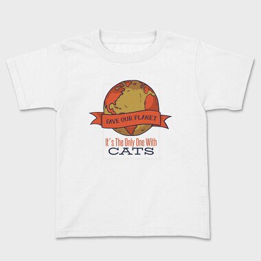 Save Earth Cat Funny Save Our Planet, Tricou Copii