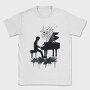 Piano Man Silhouette Grunge, Tricou Barbati (Unisex)
