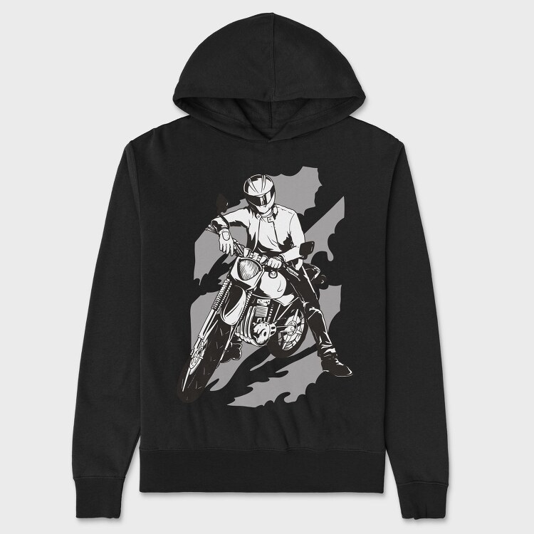 Person With Motorcycle Motorcyclist, Hanorac Oversize Barbati (Unisex)