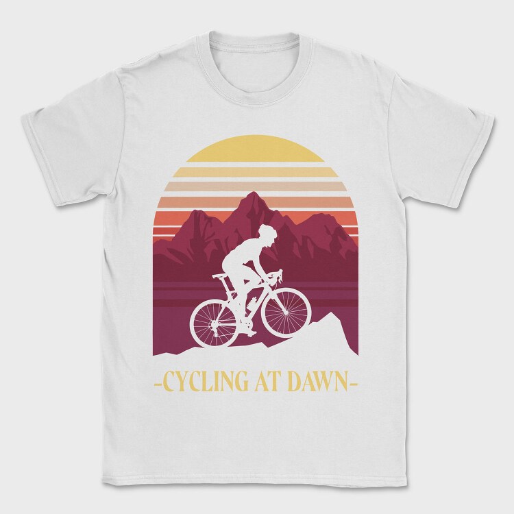 Person Cycling Retro Sunset Dawn, Tricou Barbati (Unisex)