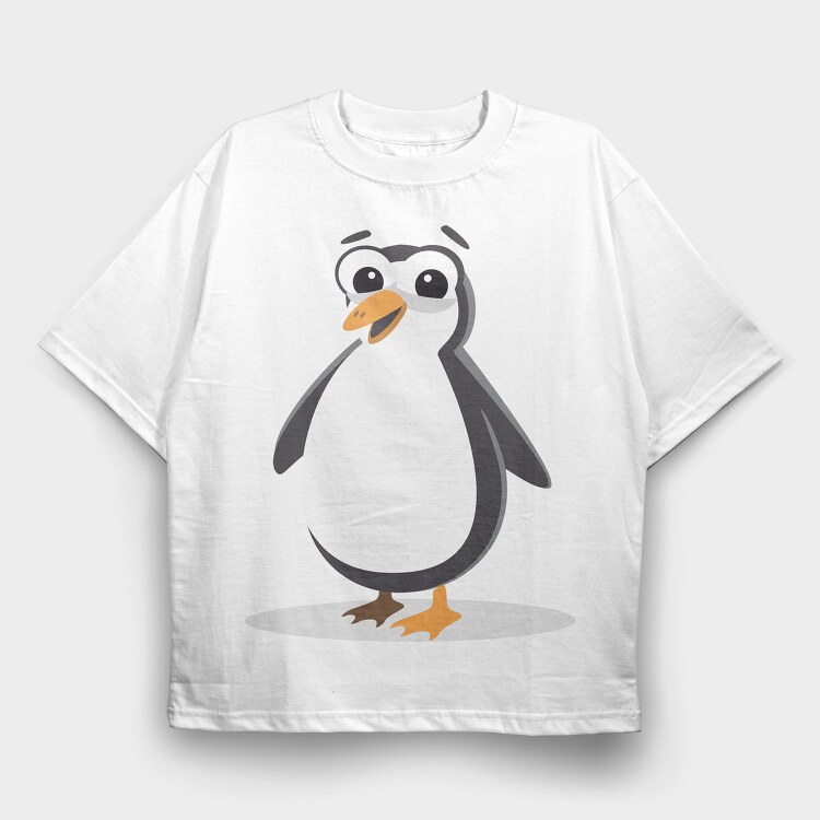 Penguin Smile, Tricou Oversize Barbati (Unisex)