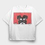 Peeking Schnauzer Dog, Tricou Oversize Barbati (Unisex)