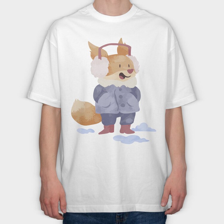 Winter Fox Friend, Tricou Oversize Barbati (Unisex)
