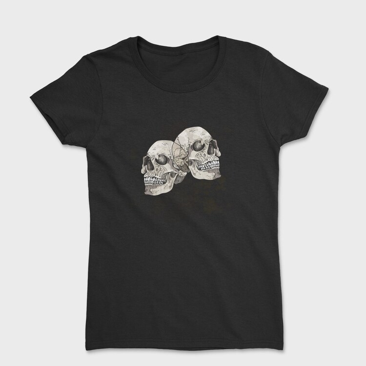 Grungy Skulls Halloween Emblem, Tricou Femei