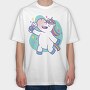 Wine Unicorn Cartoon Drinking, Tricou Oversize Barbati (Unisex)