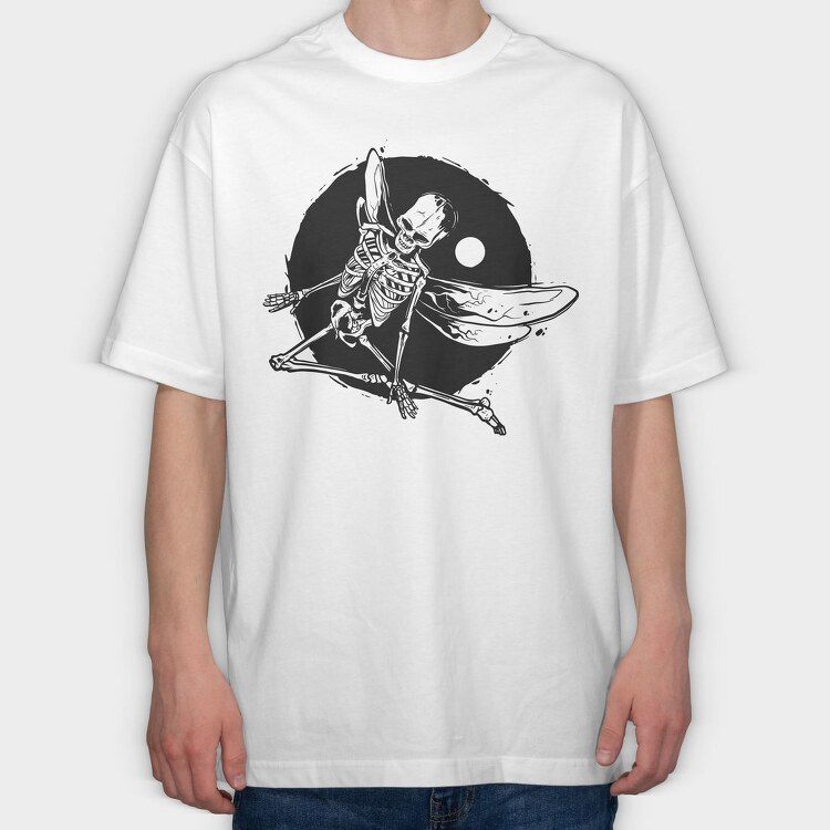 Winged Skeleton Grunge Fly, Tricou Oversize Barbati (Unisex)