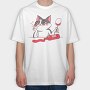 Wine Cat Drunk, Tricou Oversize Barbati (Unisex)
