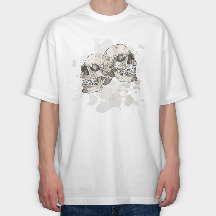 Grungy Skulls Halloween Emblem, Tricou Oversize Barbati (Unisex)
