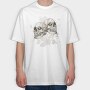 Grungy Skulls Halloween Emblem, Tricou Oversize Barbati (Unisex)