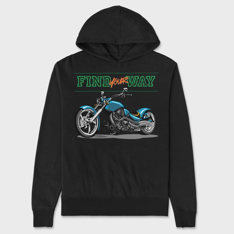 Find Your Way Motorcycle, Hanorac Oversize Barbati (Unisex)