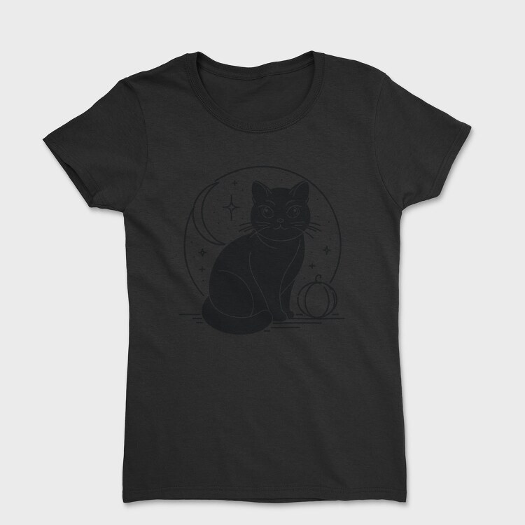 Halloween Mystical Black Cat, Tricou Femei
