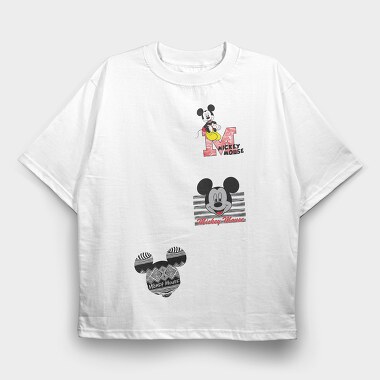 Mickey Mouse Stripes, Tricou Oversize Barbati (Unisex)