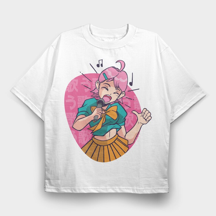 Singing Girl Karaoke, Tricou Oversize Barbati (Unisex)