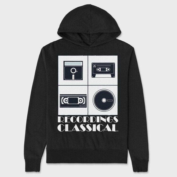 Vintage Audio Cassette Classical, Hanorac Oversize Barbati (Unisex)