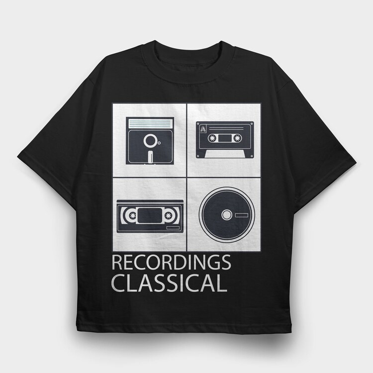 Vintage Audio Cassette Classical, Tricou Oversize Barbati (Unisex)