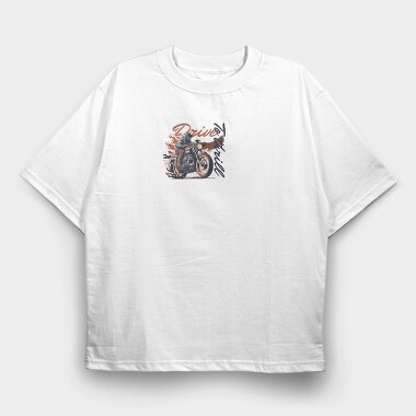 MotorcycleArt RetroStyle, Tricou Oversize Barbati (Unisex)