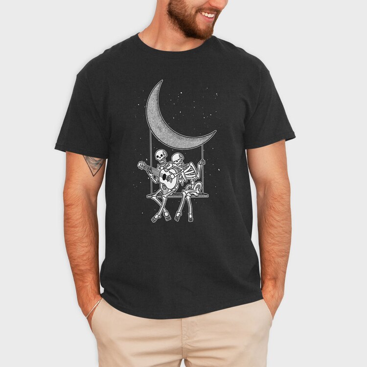 Skeletons Couple Guitar Moon, Tricou Barbati (Unisex)