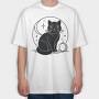Halloween Mystical Black Cat, Tricou Oversize Barbati (Unisex)