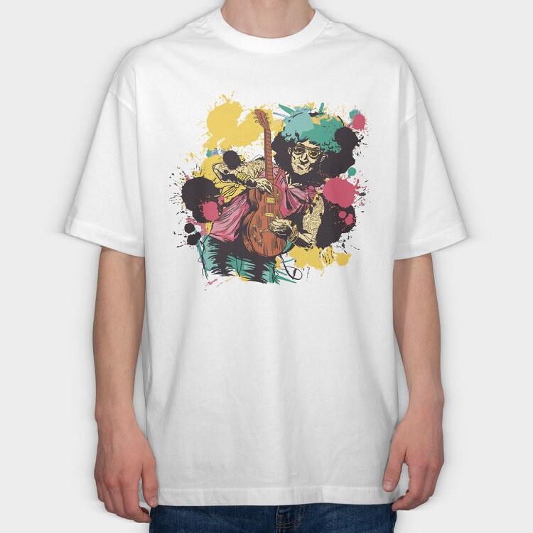 Guitar Player Musician Guitarist Colorfull, Tricou Oversize Barbati (Unisex)