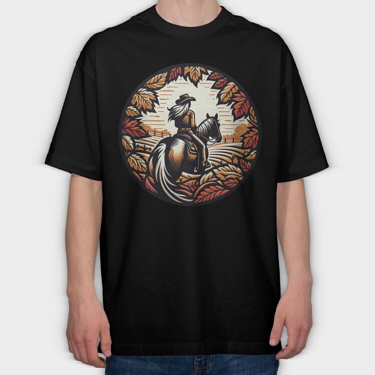 Autumn Cowgirl, Tricou Oversize Barbati (Unisex)