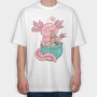 Axolotl Eating Ramen Happy, Tricou Oversize Barbati (Unisex)