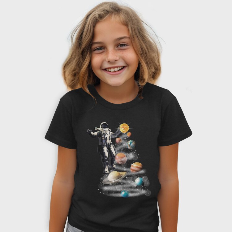 Astronaut Planets Christmas Tree, Tricou Copii